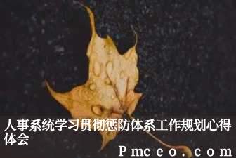 人事系统学习贯彻惩防体系工作规划心得体会 人事系统学习贯彻惩防体系工作规划心得体会