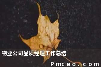 物业公司品质经理工作总结 物业公司品质经理工作总结