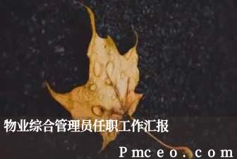 物业综合管理员任职工作汇报 物业综合管理员任职工作汇报